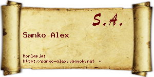 Sanko Alex névjegykártya